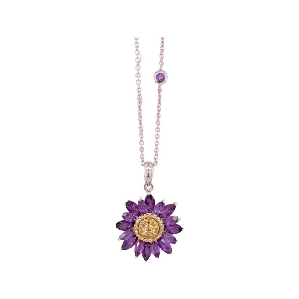 New! Amethyst & Citrine Flower Pendant